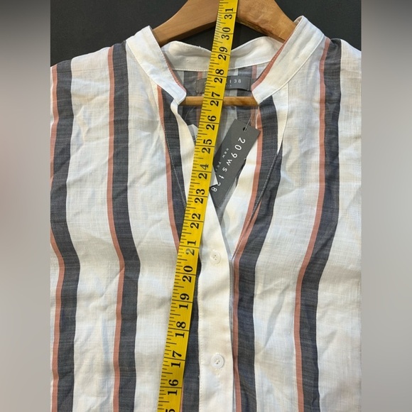 209 WST 38 New York Womens Linen Blend Long Sleeves Button Up Shirt Ivory Sz 14 - Picture 11 of 12